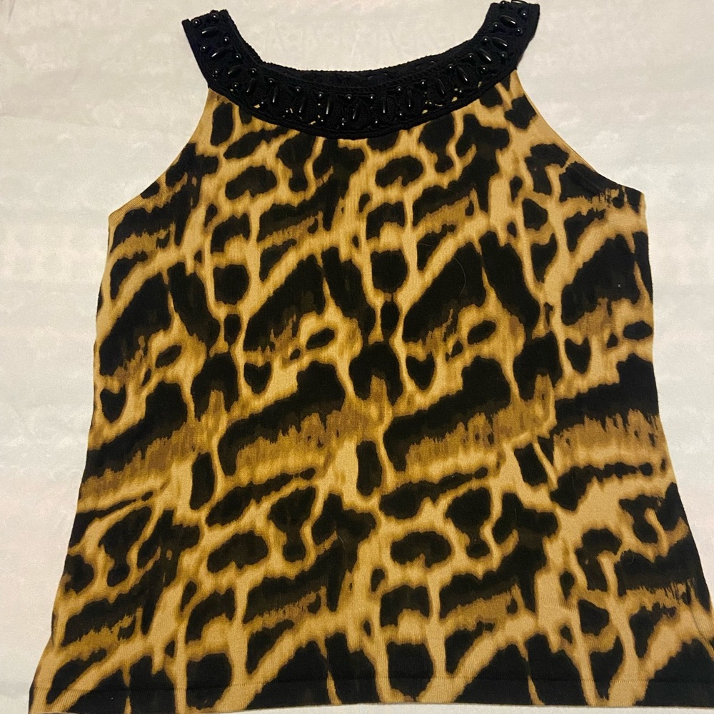 Animal print knit top